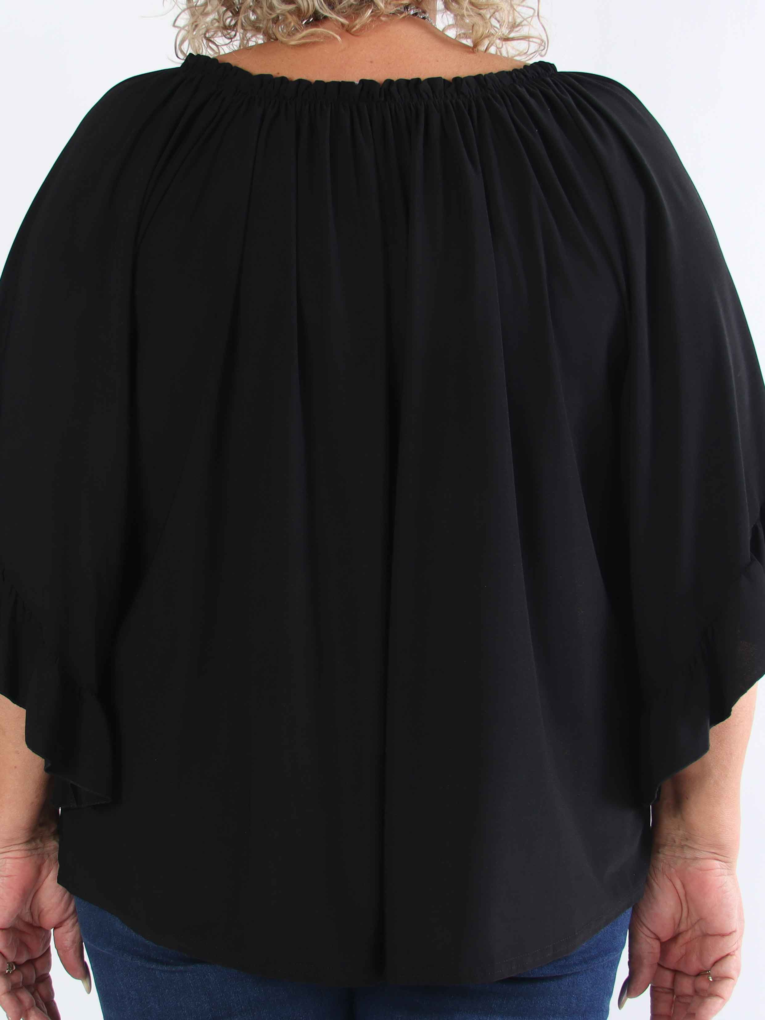 Anneli - Sød elastisk plus size tunika med flæseærmer